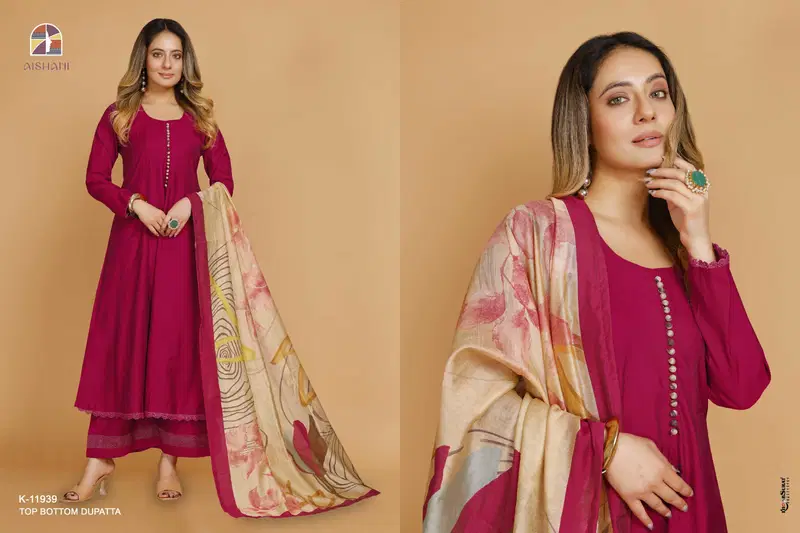 Aishani K 11932 To 12815 Dyed Anarkali Kurti With Bottom Dupatta Online Wholesale